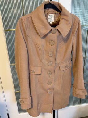 Tulle Women's Camel Tan Tailored Button Front Coat Size L